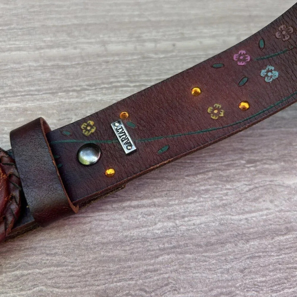 Ariat Women's Western Butterfly Floral Studded Belt Size 32